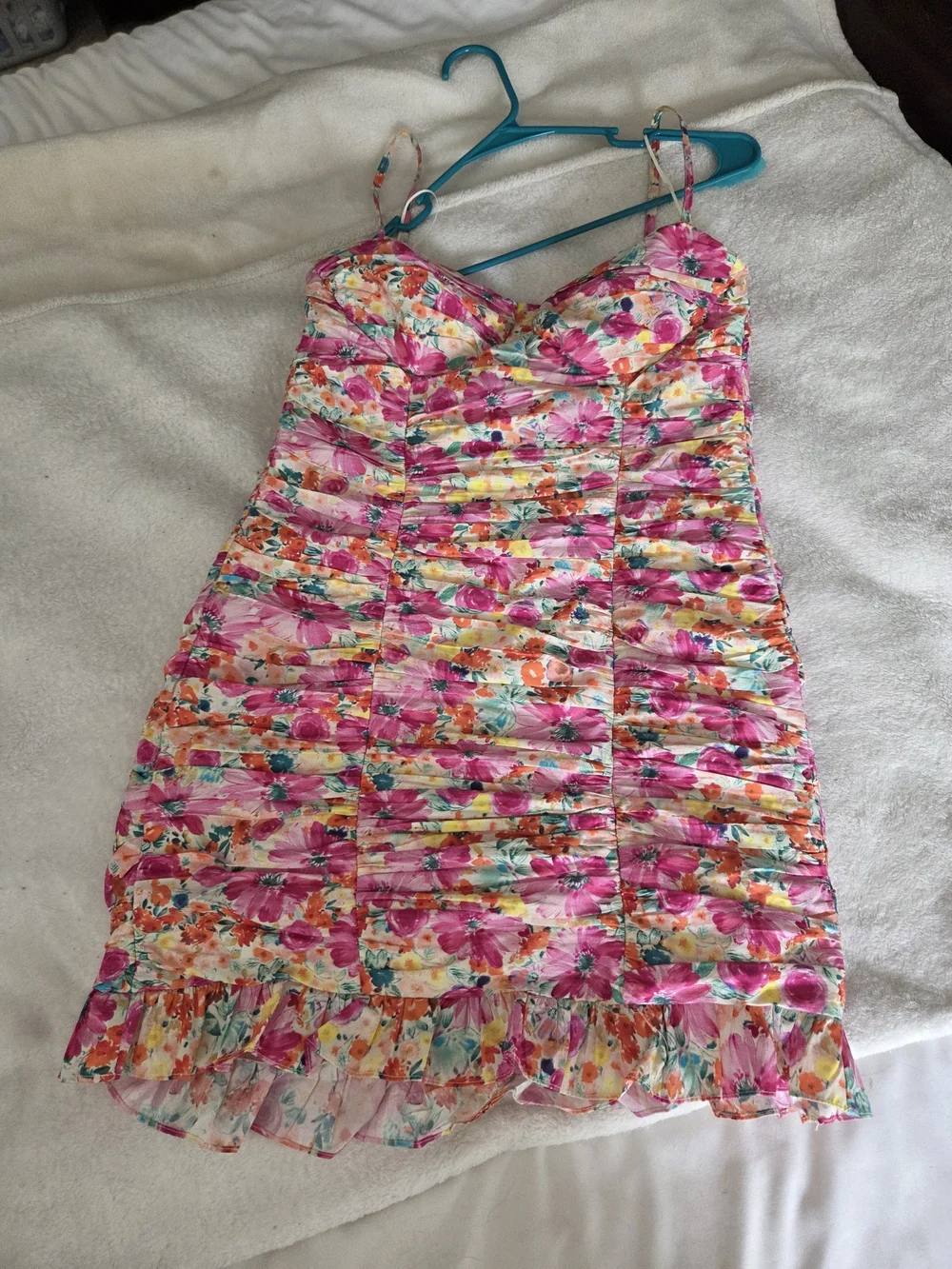 ZARA Floral Ruched Mini Dress - Picture 3 of 9